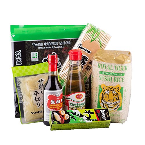 Sushi Starter Set 7 teilig + Gratis Reislöffel - Pamai Pai® - Wasabi Nori Sushimatte Sojasoße von Pamai Pai