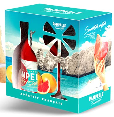 PAMPELLE RUBY L'APERO - Geschenkpackung mit GLAS Liqueur d' Aperitif - französischer Aperitif - 0,70L 15% Vol. von Pampelle