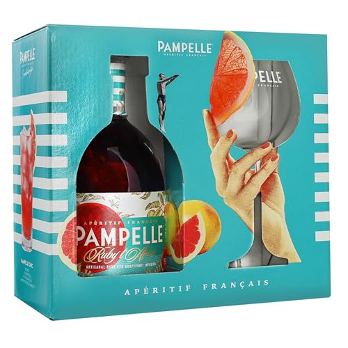 Pampelle Grapefruit Aperitif (1 x 0.7 l) Geschenkpackung 1 Flasche + 1 Glas von Pampelle
