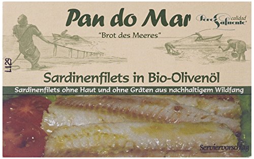 Pan do Mar Sardinenfilets ohne Haut & Gräten in Bio Olivenöl, 5er Pack (5 x 120 g) von Pan do Mar