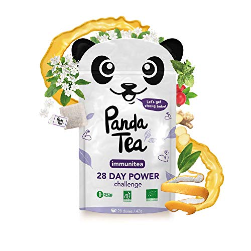 Panda Tea Immunitea Detox Bio Duft Minze Ingwer - 28 Baumwollbeutel handgenäht - Grüner Tee von Panda Tea