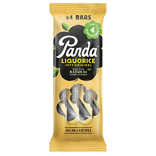 Panda® | Natürliche weiche Original Lakritz Riegel | Reine Panda Lakritz Süßigkeiten aus nur vier natürlichen Zutaten | Vegan & fettfrei | 32 g x 4 Riegel von Panda