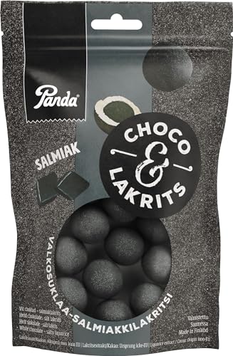 Panda ® | Choco Lakrits salmiak chocolate liquorice | Salmiakkik crusty balls with white chocolae and salmiakki liquorice inside | 120 G x 14 Bags Pack von Panda