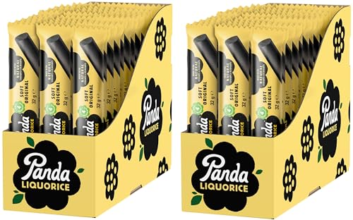 Panda ® Natürliche, weiche Original-Lakritz-Süßigkeitenriegel, reines Panda Lakritz, hergestellt mit nur vier natürlichen Zutaten, vegan, fettfrei und künstlich, 32 g x 72 Riegel Packung von Panda