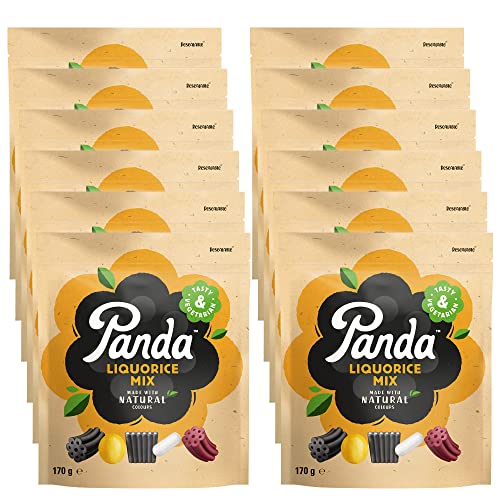 Panda ® | Natürliche Lakritzmischung | Süßholz mit natürlichen Aromen | Mix aus sechs köstlichen Aromen Der wahre Geschmack von Lakritzbonbons seit 1927 | 170 G x 12 Beutel von Panda