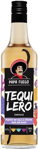 Papa Fuego Tequilero - Hochprozentiger Alkohol Schnaps mit Vanille, Agavenschnaps, 38% Alkohol, 0,7l - Ideal für Party, Cocktails & als Geschenkidee von Papa Fuego