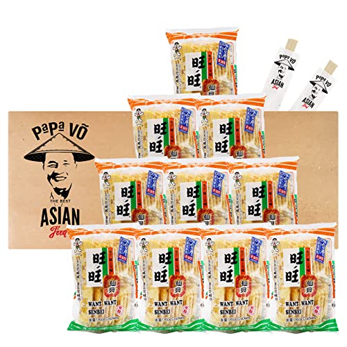 10er Pack (10x112g) Want Want Senbei Salzige, leicht süsse Reiscracker (Papa Vo®) von Papa Vo