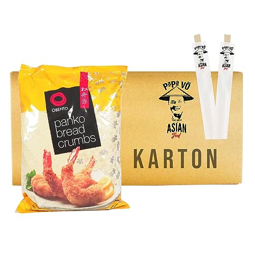 10er Pack (10x1kg) Obento Panko Bread Crumbs + 2 Papa Vo Chopsticks von Papa Vo