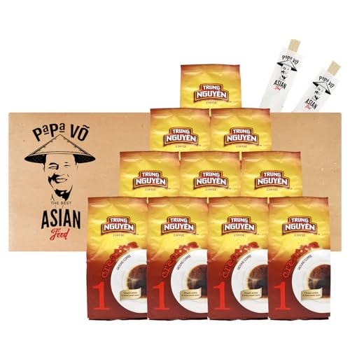 10er Pack (10x250g) Trung Nguyen Creative 1 Vietnam Kaffee Culi Robusta gemahlen + 2 Papa Vo Chopsticks von Papa Vo