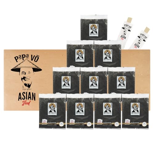 10er Pack (10x25g) Miyamoto Sushinori Algenblätter für Sushi + 2 Papa Vo Esstäbchen von Papa Vo