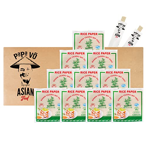 10er Pack (10x400g) Bamboo Tree Reispapier für Sommerrollen quadratisch (Papa Vo) von Papa Vo