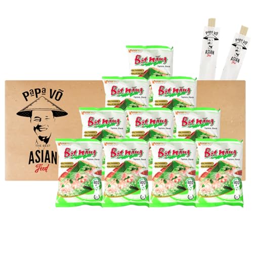 10er Pack (10x400g) Taiky Bot Nang Tapiokastärke + 2 Papa Vo Chopsticks von Papa Vo