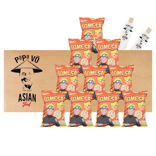 10er Pack (10x60g) Komesan Braune Reis Chips Käse Geschmack, Naruto + 2 Papa Vo Esstäbchen von Papa Vo