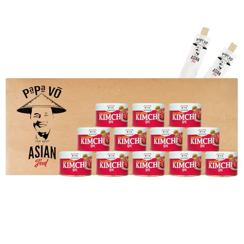 12er Pack (12x160g) Jongga Mat Kimchi + 2 Papa Vo Essstäbchen von Papa Vo