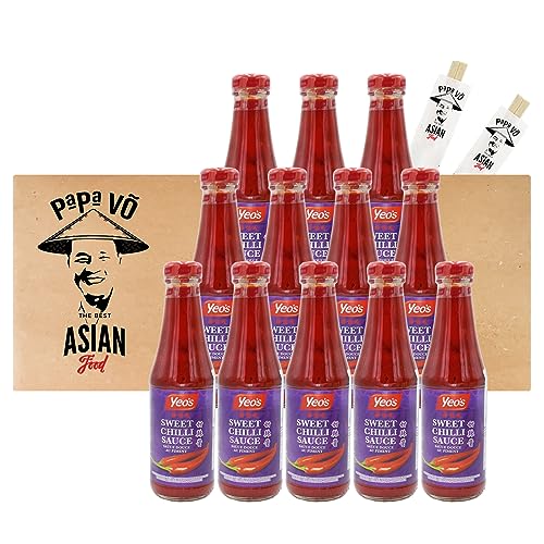 12er Pack (12x300ml) Yeo ´s Chillisauce sweet + 2 Papa Vo Chopsticks von Papa Vo