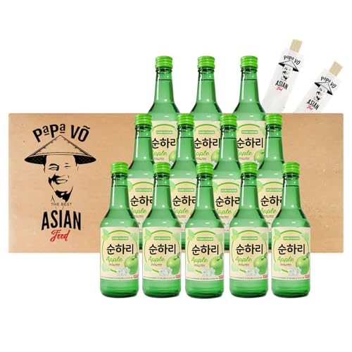 12er Pack (12x360ml) Lotte Chum Churum Apfel Geschmack Soju 12% alk. + 2 Papa Vo Chopsticks von Papa Vo