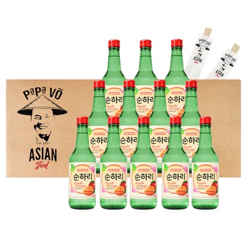 12er Pack (12x360ml) Lotte Chum Churum Soju Apfel Mango 12% vol + 2 Papa Vo Chopsticks von Papa Vo