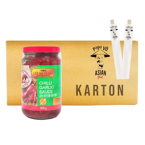 12er Pack (12x368g) Lee Kum Kee Chilli Garlic Sauce + 2 Papa Vo Essstäbchen von Papa Vo