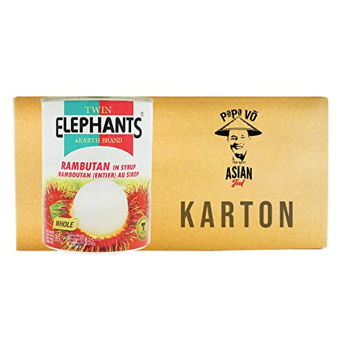 24er Pack (24x 565g (ATG 230g)) Twin Elephants Rambutan in Syrup (Papa Vo®) von Papa Vo