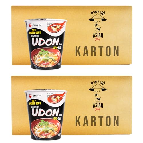 24er Pack (24x62g) Nong Shim Instantnudeln Udon Tempura Geschmack + 2 Papa Vo Essstäbchen von Papa Vo