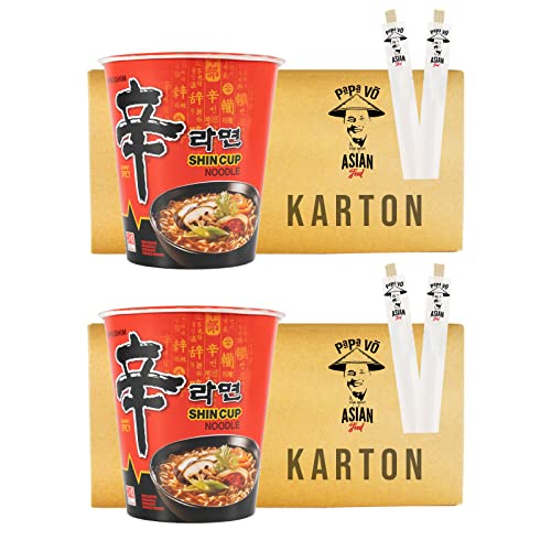 24er Pack (24x68g) Nong Shim Instant Cup Nudeln Shin Ramyun, scharf (Papa Vo®) von Papa Vo