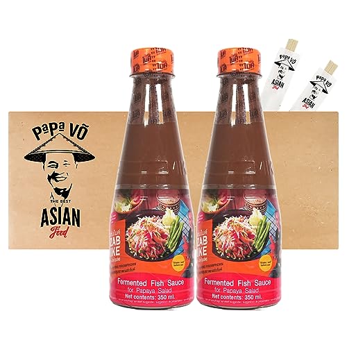 2er Pack (2x350ml) Zab Mike fermentierte Fischsoße für Papayasalat + 2 Papa Vo Chopsticks von Papa Vo