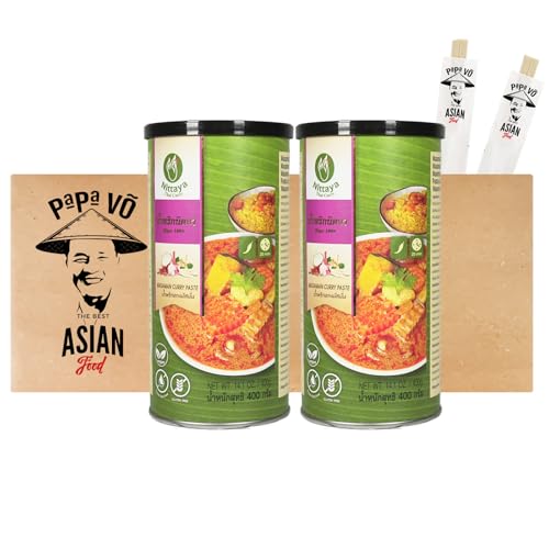 2er Pack (2x400g) Nittaya Thai Masaman Curry Paste (vegan) + 2 Papa Vo Esstäbchen von Papa Vo