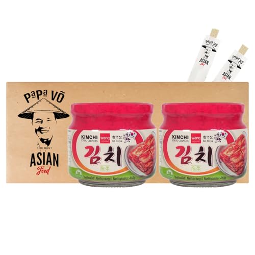 2er Pack (2x410g) Wang Kimchi im Glas + 2 Papa Vo Essstäbchen von Papa Vo