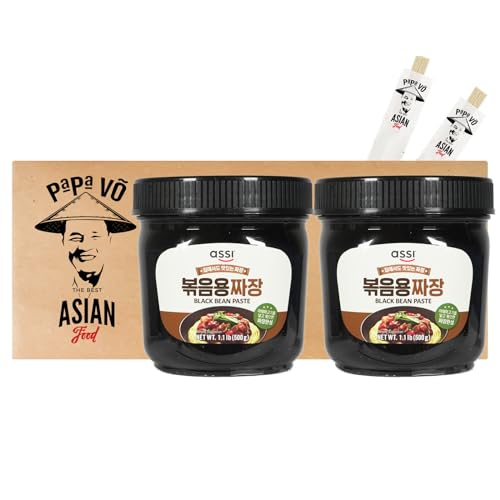 2er Pack (2x500g) Assi Schwarze Bohnenpaste Chajang + 2 Papa Vo Esstäbchen von Papa Vo