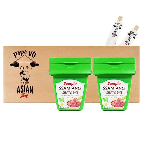 2er Pack (2x500g) Sempio Ssamjang Sojabohnenpaste zum Dippen + 2 Papa Vo Chopsticks von Papa Vo