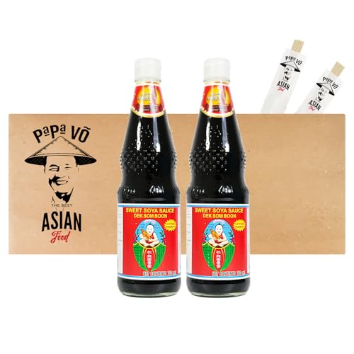 2er Pack (2x700ml) Healthy Boy Thailändische Süsse Sojasauce dickflüssig + 2 Papa Vo Essstäbchen von Papa Vo