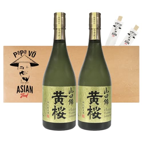 2er Pack (2x720ml) Tokubetsu Junmai Yamadanishiki Japanischer Sake 15% vol. + 2 Papa Vo Stäbchen von Papa Vo