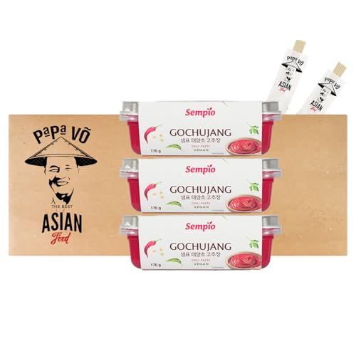 3er Pack (3x170g) Sempio Gochujang Chilipaste scharf + 2 Papa Vo Essstäbchen von Papa Vo