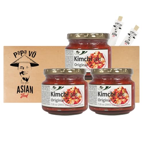 3er Pack (3x200g) HS Kimchi Chinakohl original + 2 Papa Vo Essstäbchen von Papa Vo