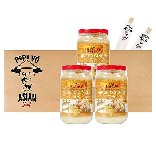 3er Pack (3x326g) Lee Kum Kee Gehackter Ingwer + 2 Papa Vo Chopsticks von Papa Vo