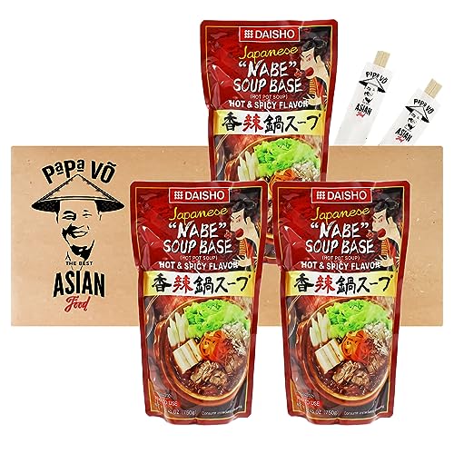 3er Pack (3x750g) Japanese Nabe Soup Base Hot Pot Brühe Hot&Spicy + 2 Papa Vo Chopsticks von Papa Vo