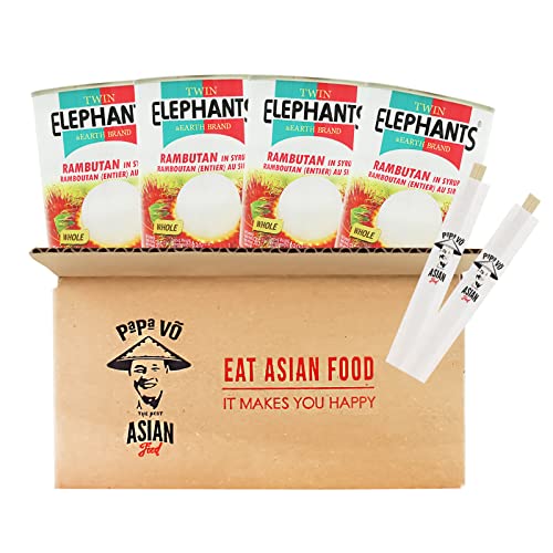 4er Pack (4x 565g (ATG 230g)) Twin Elephants Rambutan in Syrup (Papa Vo®) von Papa Vo