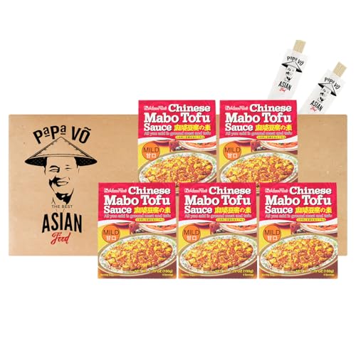 5er Pack (5x150g) House Foods Mapo Tofu Sauce Mild + 2 Papa Vo Esstäbchen von Papa Vo