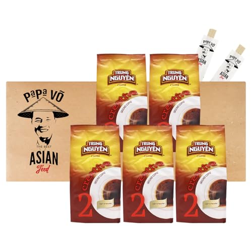 5er Pack (5x250g) Trung Nguyen Creative 2 Vietnam Kaffee Arabica Robusta gemahlen + 2 Papa Vo Chopsticks von Papa Vo