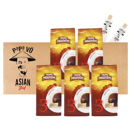 5er Pack (5x250g) Trung Nguyen Creative 3 Vietnam Kaffee Arabica gemahlen + 2 Papa Vo Chopsticks von Papa Vo