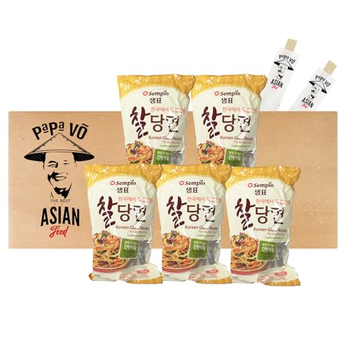 5er Pack (5x450g) Sempio Glasnudeln für Japchae/Chaldangmeon + 2 Papa Vo Chopsticks von Papa Vo