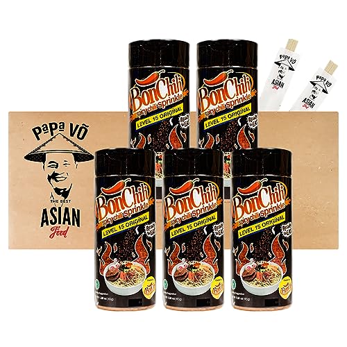 5er Pack (5x45g) Kobe Bon Extra scharfes Chili-Gewürz Level 15 + 2 Papa Vo Chopsticks von Papa Vo