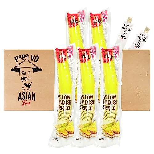 5er Pack (5x500g(ATG450g)) Inaka Gelber Rettich eingelegt + 2 Papa Vo Chopsticks von Papa Vo