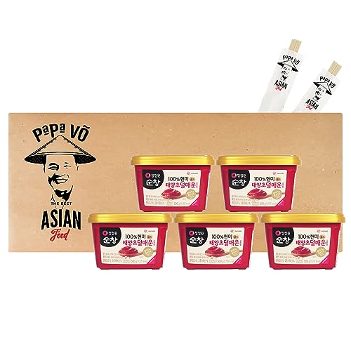 5er Pack (5x500g) CJW Red Pepper Paste Gochujang weniger scharf + 2 Papa Vo Chopsticks von Papa Vo