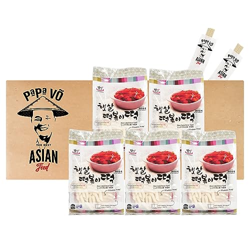 5er Pack (5x600g) Toppoki Reiskuchen-Sticks Banh Gao + 2 Papa Vo Chopsticks von Papa Vo