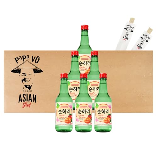 6er Pack (6x360ml) Lotte Chum Churum Soju Apfel Mango 12% vol + 2 Papa Vo Chopsticks von Papa Vo