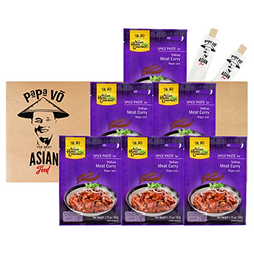 6er Pack (6x50g) Asian Home Gourmet Meat Curry Rogan Josh Würzpaste (Papa Vo ®) von Papa Vo