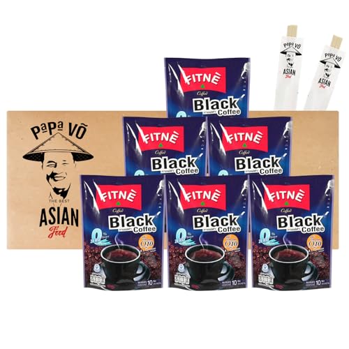 6er Pack (6x50g) Fitne Black Coffee Mix Coenzyme Q10 + 2 Papa Vo Esstäbchen von Papa Vo