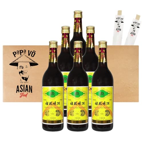 6er Pack (6x750ml) Kuei Hua Chen Chieuw Wein "Zimtblütenwein" alk. 14% Vol. + 2 Papa Vo Stäbchen von Papa Vo