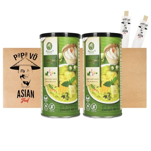 Thai Grüne Curry Paste - vegan (2x400g) + 2 Papa Vo Chopsticks von Papa Vo